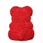 Мишка из 3D роз 40 см Красный с белым сердцем в подарочной упаковке