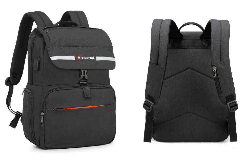 Рюкзак Tigernu T-B3900 Тёмно-серый с USB-портом и отделением для ноутбука 15.6